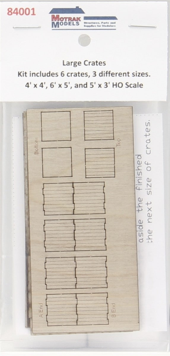 Motrak Models 84001 HO/S Large Laser Cut Crates Wood Kit (Pack of 6)
