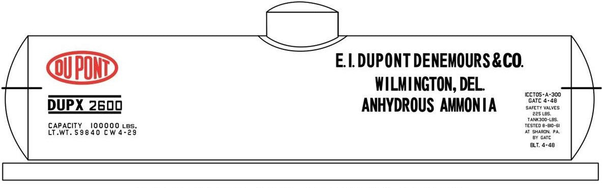 Tichy 10366 HO Dupont Chemical DUPX Tank Car Decal