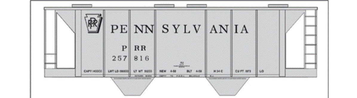 Tichy 10016 HO Pennsylvania H-34C Covered Hopper Decal
