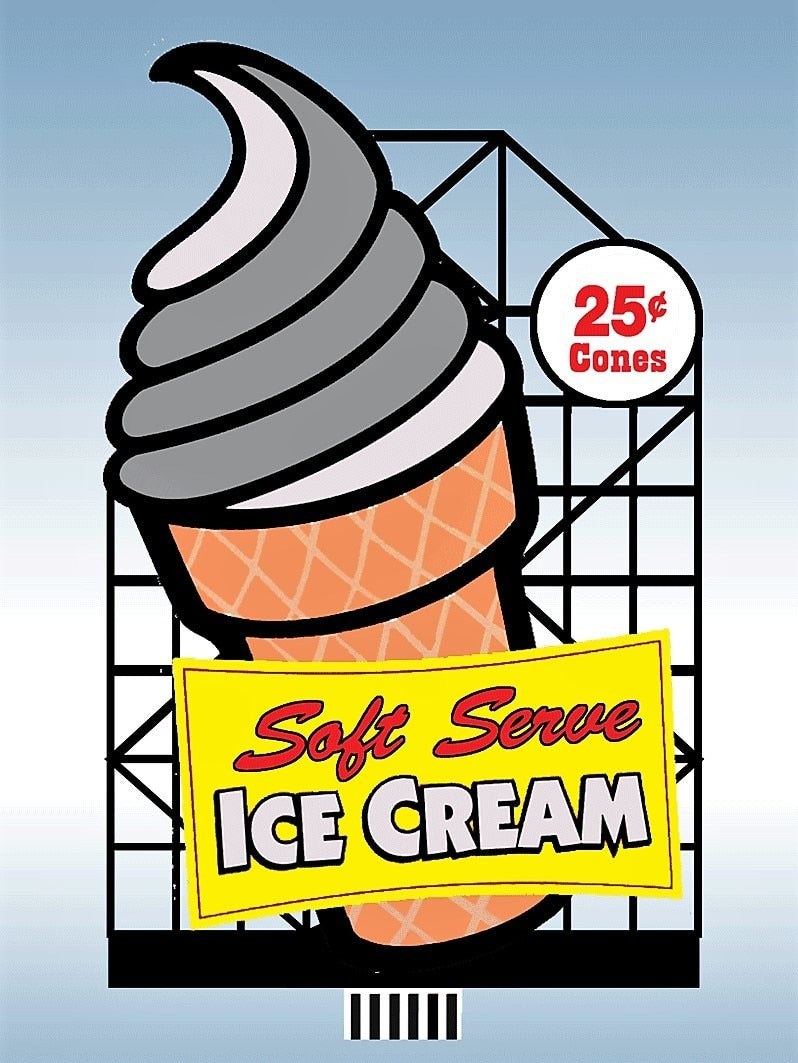 Miller Engineering 883001 O/HO Large Ice Cream Animated Neon Sign Billboard Kit