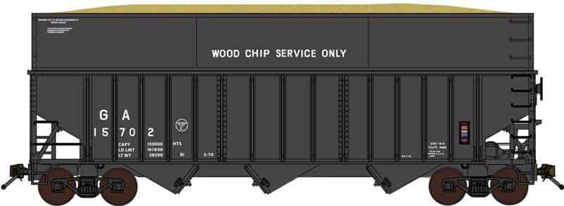 Bowser 41946 HO Georgia 70Ton Rib Side Wood Chip Flat Side Ext Hopper Car #15721