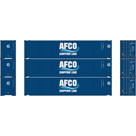 Athearn 23349 HO AFCO/Shipping Line 45' Ready-to-Run Container (Pack of 3)