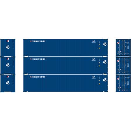 Athearn 24553 HO Horizon Lines/Cronos 45' Ready-to-Run Container (Pack of 3)
