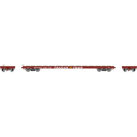 Athearn 92691 HO Trailer Train 60' Ready-to-Run Brown Flat Car #97014