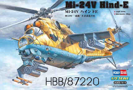 Hobby Boss s 87220 1:72 Mil MI-24V Hind-E Military Aircraft Helicopter Kit