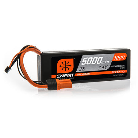 Spektrum X50002S100H5 5000mAh 2S 7.4V 100C Smart LiPo Hardcase; IC5