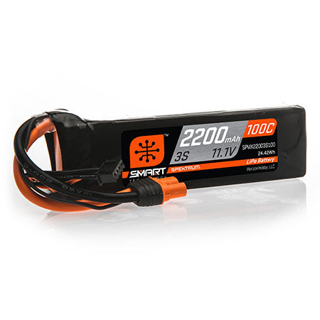 Spektrum X22003S100 2200mAh 3S 11.1V 100C Smart LiPo Battery; IC3