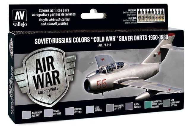 Vallejo Paint 71610 Soviet/Russian Colors Cold War Silver Darts 1950-1980 Paints