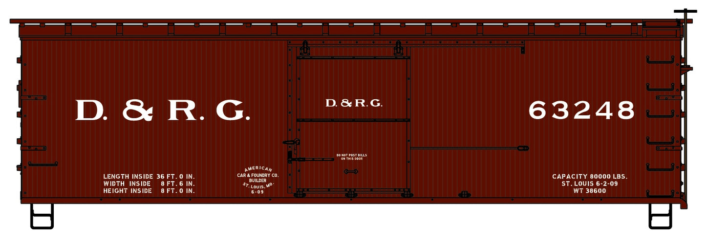 Accurail 1807 HO Denver and Rio Grande 36' Double Sheath Wood Boxcar Kit #63248