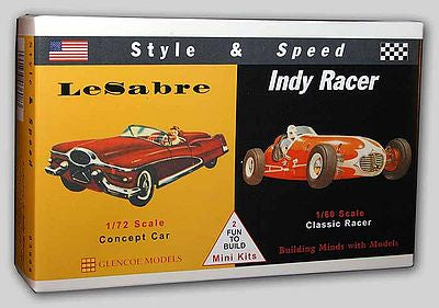 Glencoe Models 03608 1:72 Le Sabre 'Concept Car' & Indy Racer Car Plastic Kit