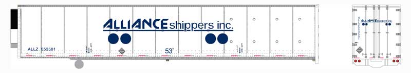 Bowser 42082 HO Duraplate Roadrailer Alliance-Reefer 53' Roadrailer #553542