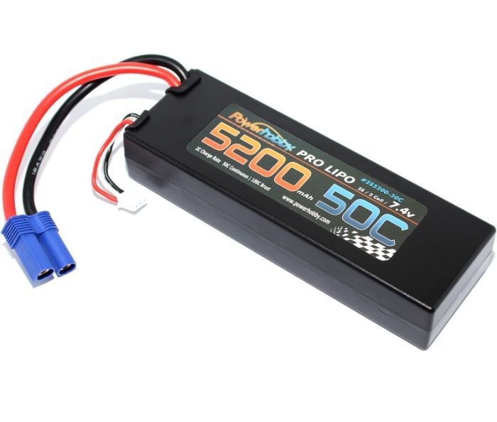 Power Hobby 2S520050CEC5HCS 5200mAh 7.4V 2S 50C LiPo Battery with Hardwired EC5