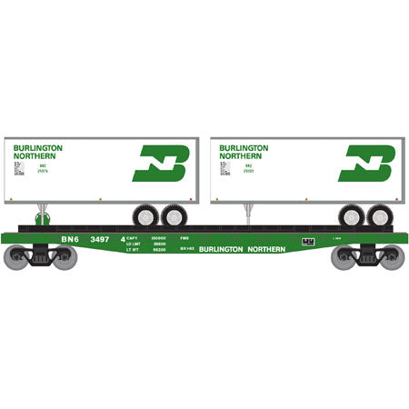 Roundhouse 7890 HO Burlington Northern 50' Flat with 2 25' Trailer #2