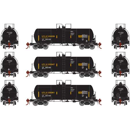 Athearn G17865 HO UTLX 13,600-Gallon Acid Tank (Set of 3)