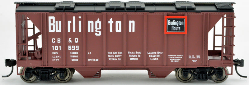Bowser 42204 HO Chicago, Burlington & Quincy 70 Ton 2 Bay Hopper Car #181724