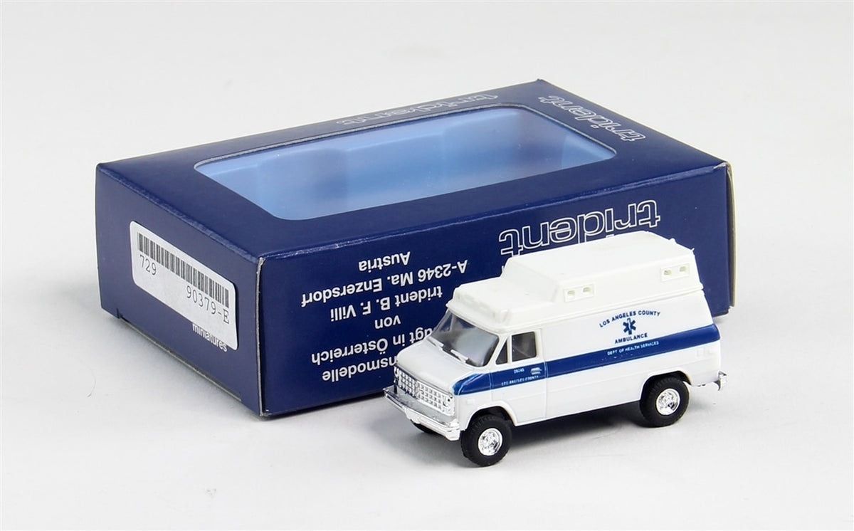 Trident Miniatures 90379 HO Los Angeles County White/Blue Van-Style Ambulance