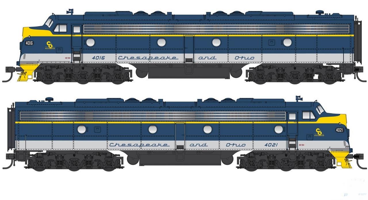 Walthers 920-42360 HO Chesapeake & Ohio EMD E8A-A Set Diesel Loco #4016, 4021