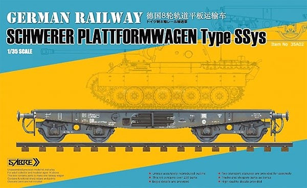 Sabre Model 35A02 1:35 German Railway Schwerer Type SSys Flatcar (New Tool)