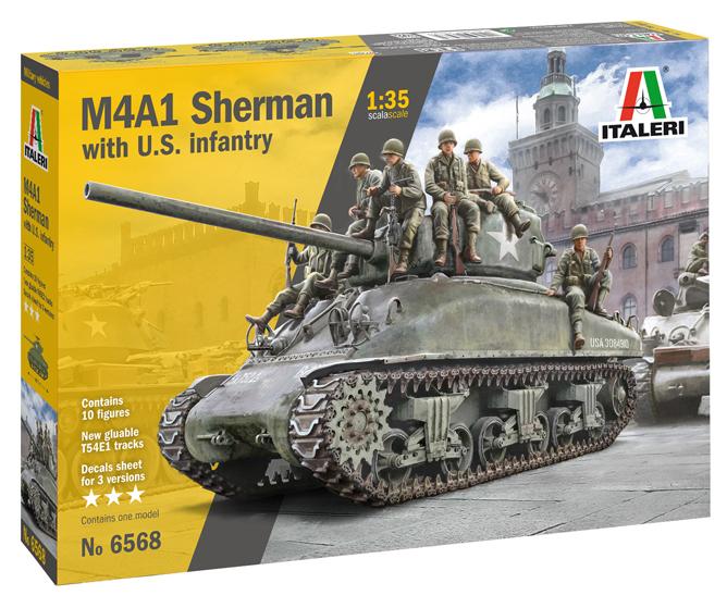 Italeri 6568 1:35 US WWII M4A1 Sherman with U.S. Infantry Plastic Model Kit