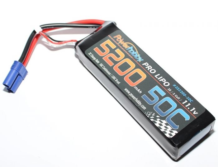 Power Hobby 3S520050CEC5HCS 5200mAh 11.1V 3S 50C LiPo Battery with Hardwired EC5