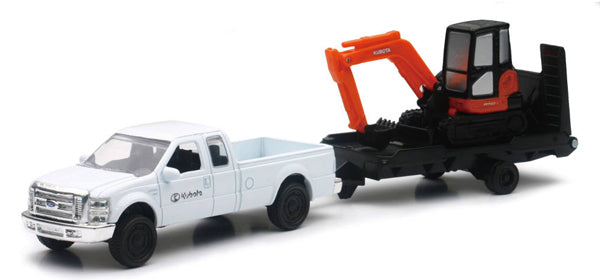 New-Ray SS-34223 1:43 Kubota KX040 with Chevrolet Pick Up Truck