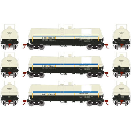 Athearn 16670 HO SHPX/Ex-OMYA Ready-to-Run 16,000-Gallon Tank #2 (Box of 3)