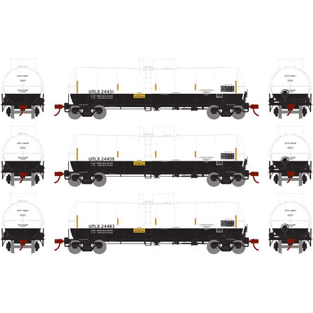 Athearn 16681 HO UTLX/White & Black RTR 16,000-Gallon Tank #1 (Pack of 3)