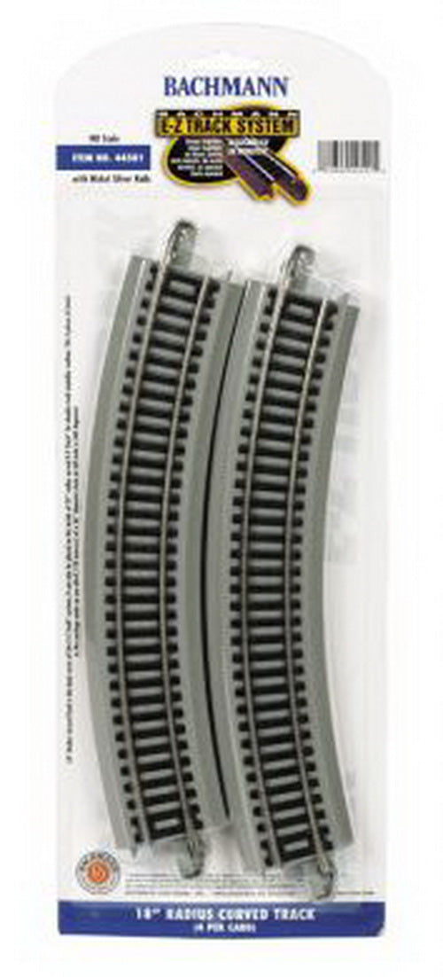 Bachmann 44501 HO Scale Nickel Silver 18" Radius Curved E-Z Track (Pack of 4)