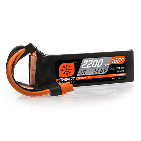 Spektrum SPMX22004S100 2200mAh 4S 14.8V 100C Smart LiPo Battery; IC3