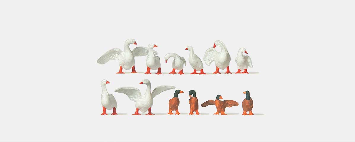 Merten 210724 HO Geese and Ducks on Land Figure (Set of 12)