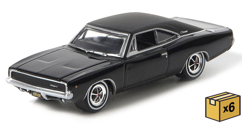 Greenlight Collectibles 44724-CASE 1:64 1968 Dodge Charger R/T Black (Set of 6)