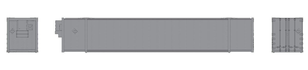 Rapido Trains 402099 HO Undecorated 53' High-Cube Container (Pack of 2)