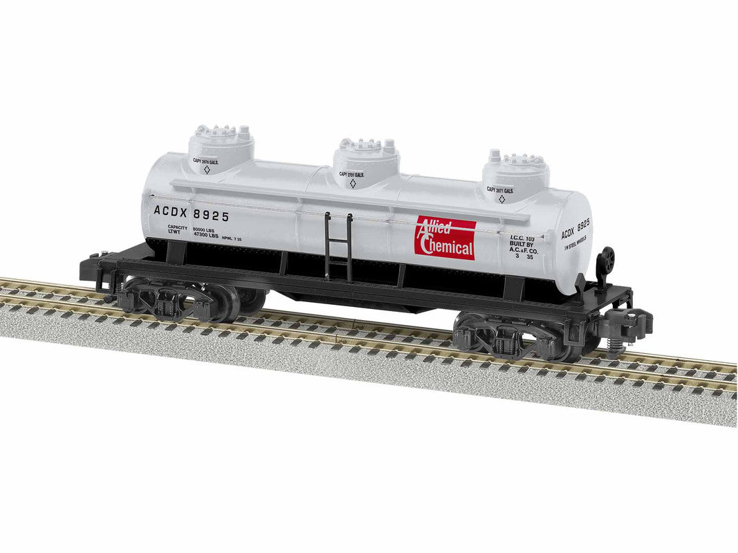 American Flyer 1919272 S Gauge Allied Chemical 3 Dome Tank Car #8925