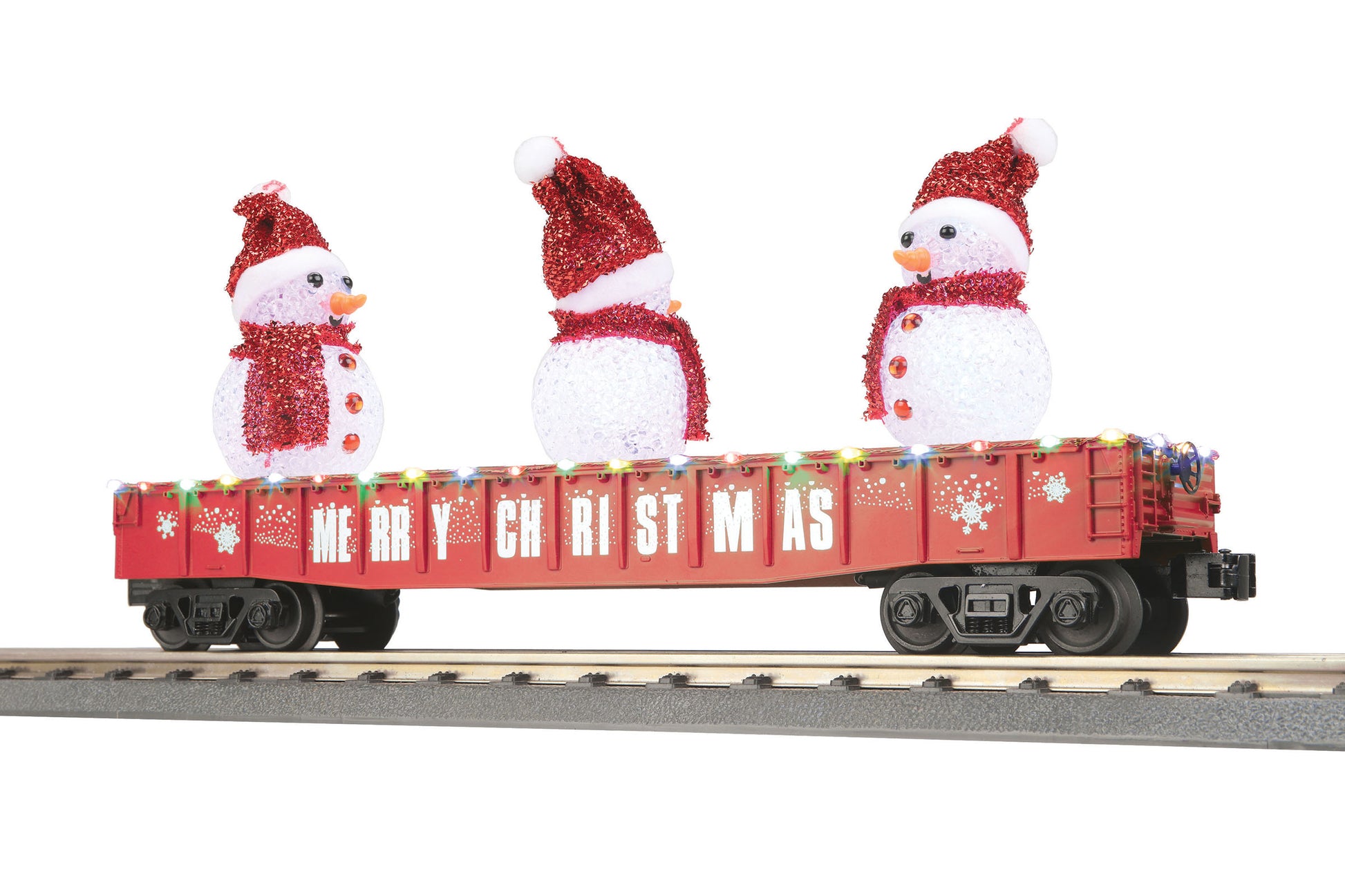 MTH 30-72210 O Christmas Gondola Car w/ LED Christmas Lights & Lighted Snowmen