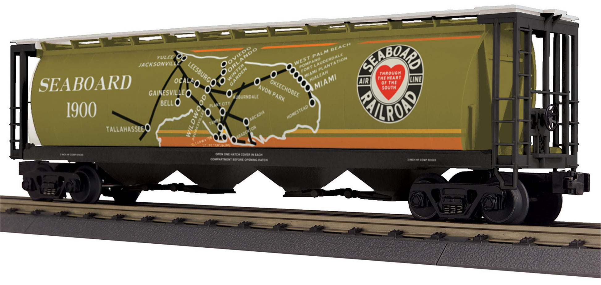 MTH 30-75647 O Seaboard Air Line 4-Bay Cylindrical Hopper Car #1900