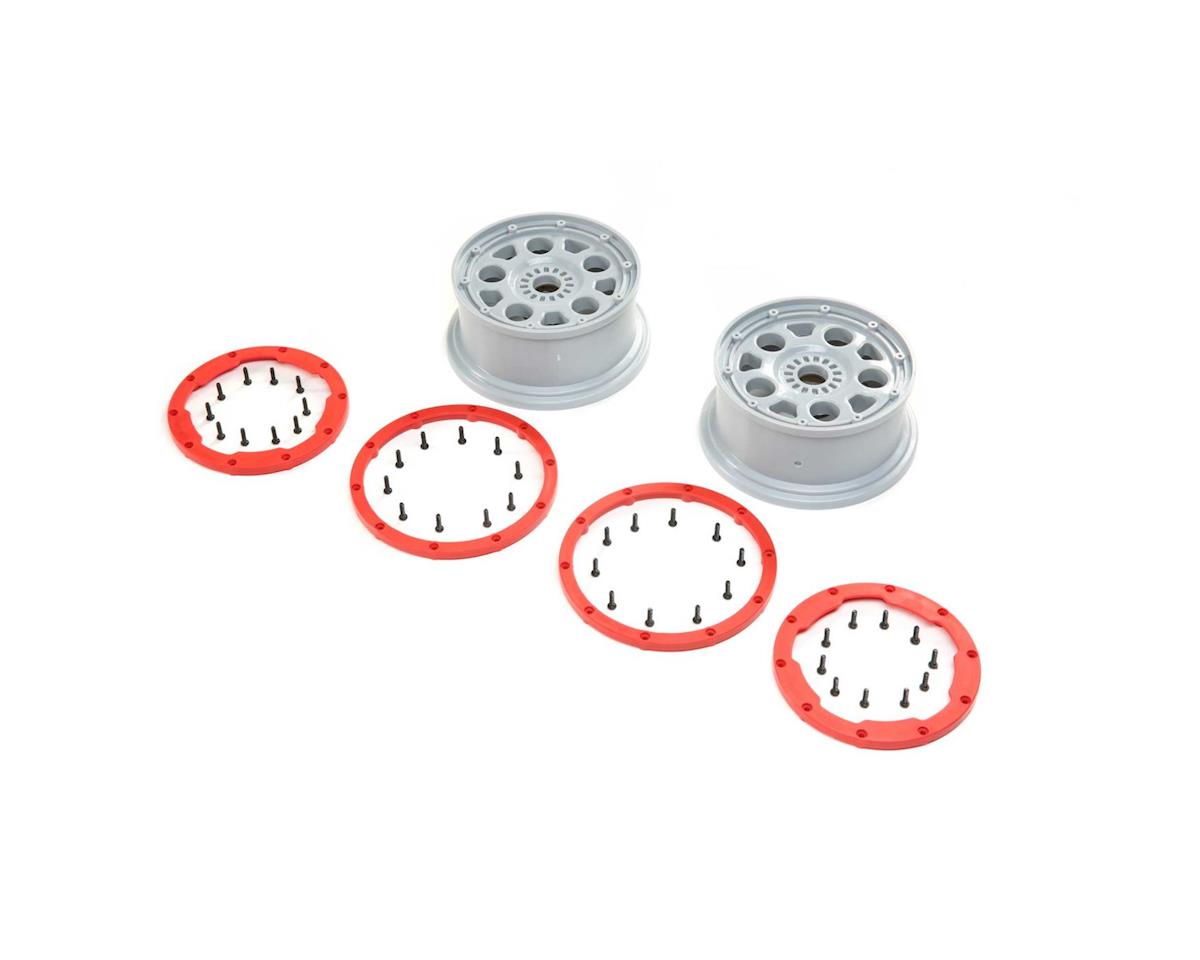 Losi 45033 Silver Wheels and Red Bead Lock for DBXL-E 2.0 (Pack of 2)