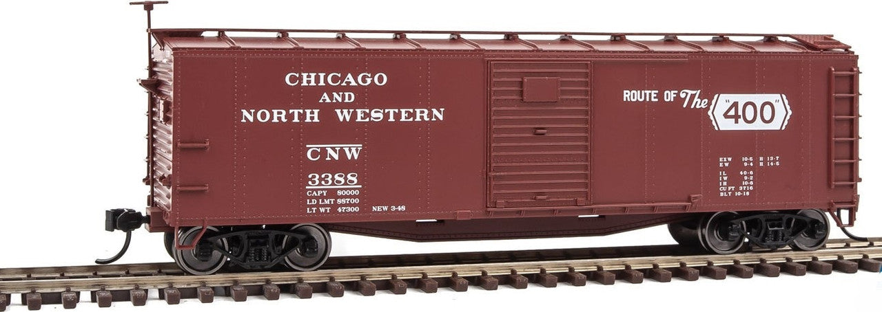 Walthers 910-40802 HO Chicago & North Western 40' Rebuilt Steel Boxcar #3388