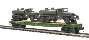 MTH 20-95399 O U.S. Army Flatcar with GMC 353 6x6 Tank Truck #609330