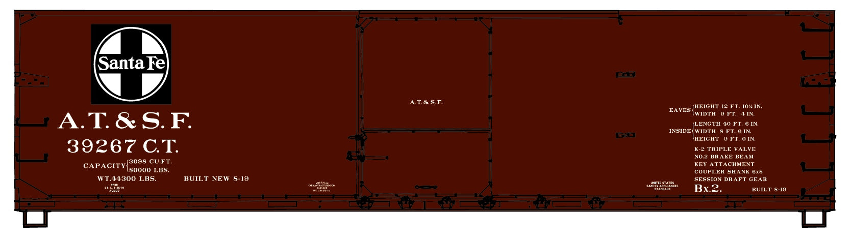 Accurail 46012 HO Santa Fe 4600 Series 40' Double Sheath USRA Wood Boxcar #39267