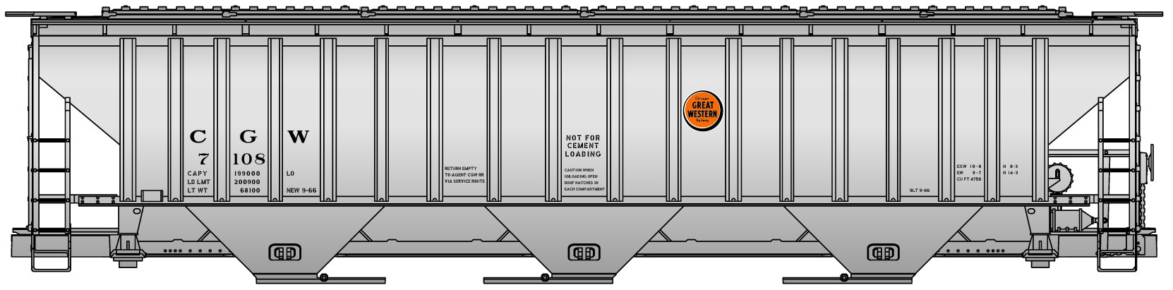 Accurail 6541 HO Chicago Great Western PS 4750 Covered Hopper #7108
