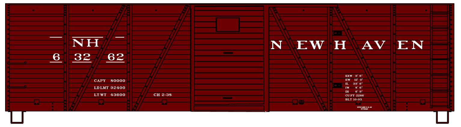 Accurail 7117 HO New Haven 7100 Series 6-Panel Outside Braced Boxcars #63262