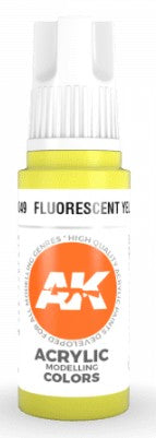 AK Interactive 11049 Fluorescent Yellow Standard Acrylic Paint - 17 ml Bottle