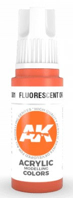 AK Interactive 11081 Fluorescent Orange Standard Acrylic Paint 17ml Bottle