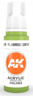 AK Interactive 11129 Fluorescent Green Standard Acrylic Paint - 17 ml Bottle