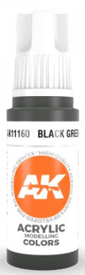 AK Interactive 11160 Black Green Standard Acrylic Paint - 17 ml Bottle