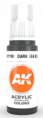 AK Interactive 11190 Dark Sea Blue Standard Acrylic Paint - 17 ml Bottle