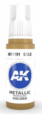 AK Interactive 11191 Gold Metallic Acrylic Paint 17ml Bottle