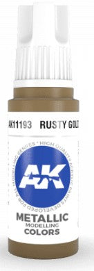AK Interactive 11193 Rusty Gold Metallic Acrylic Paint - 17 ml Bottle
