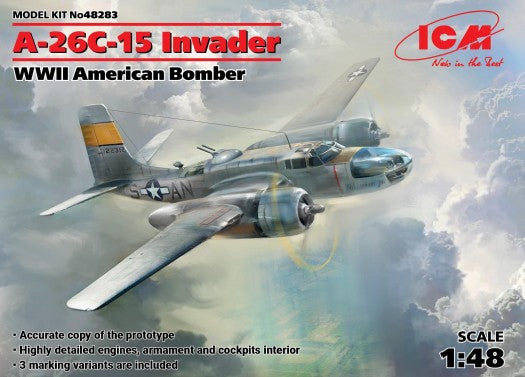 ICM 48283 1:48 WWII USAF A26C15 Invader Bomber Military Aircraft Plane Model Kit