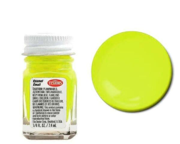 Testors 1177TT Yellow Fluorescent Enamel Paint - 1/4 oz. Bottle